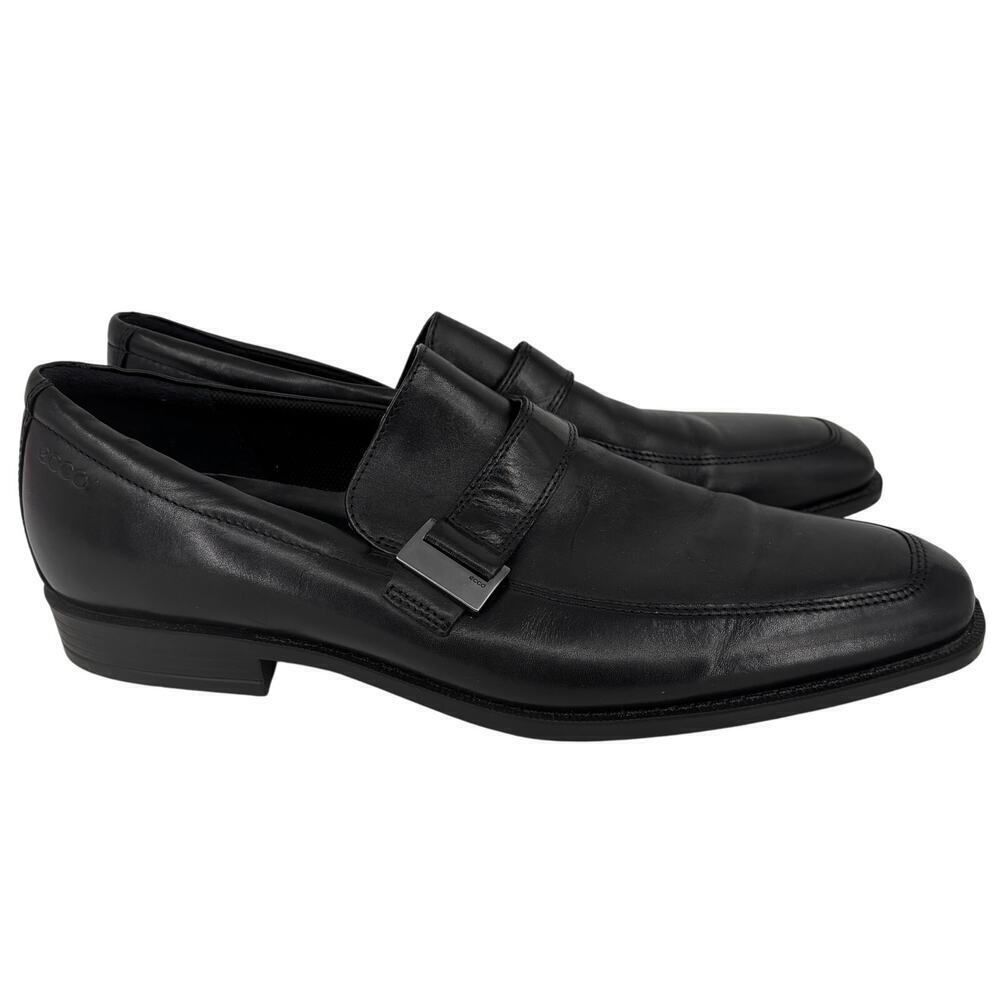 ECCO Mens Edinburgh Buckle Loafer Size EU 46 Black Leather Slip On Dress Shoe